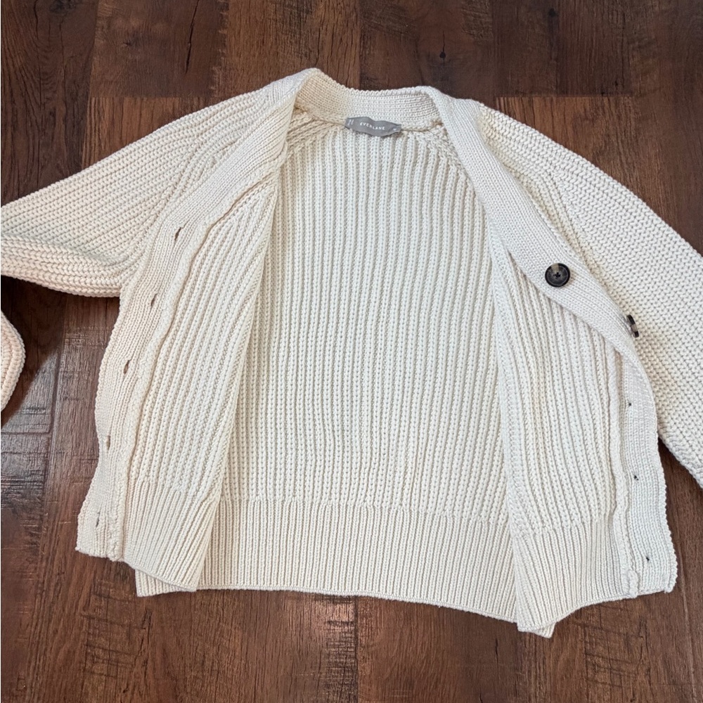 Everlane The Texture Cotton Cardigan Ivory Women’s Size M Cotton Blend button up - Picture 10 of 16